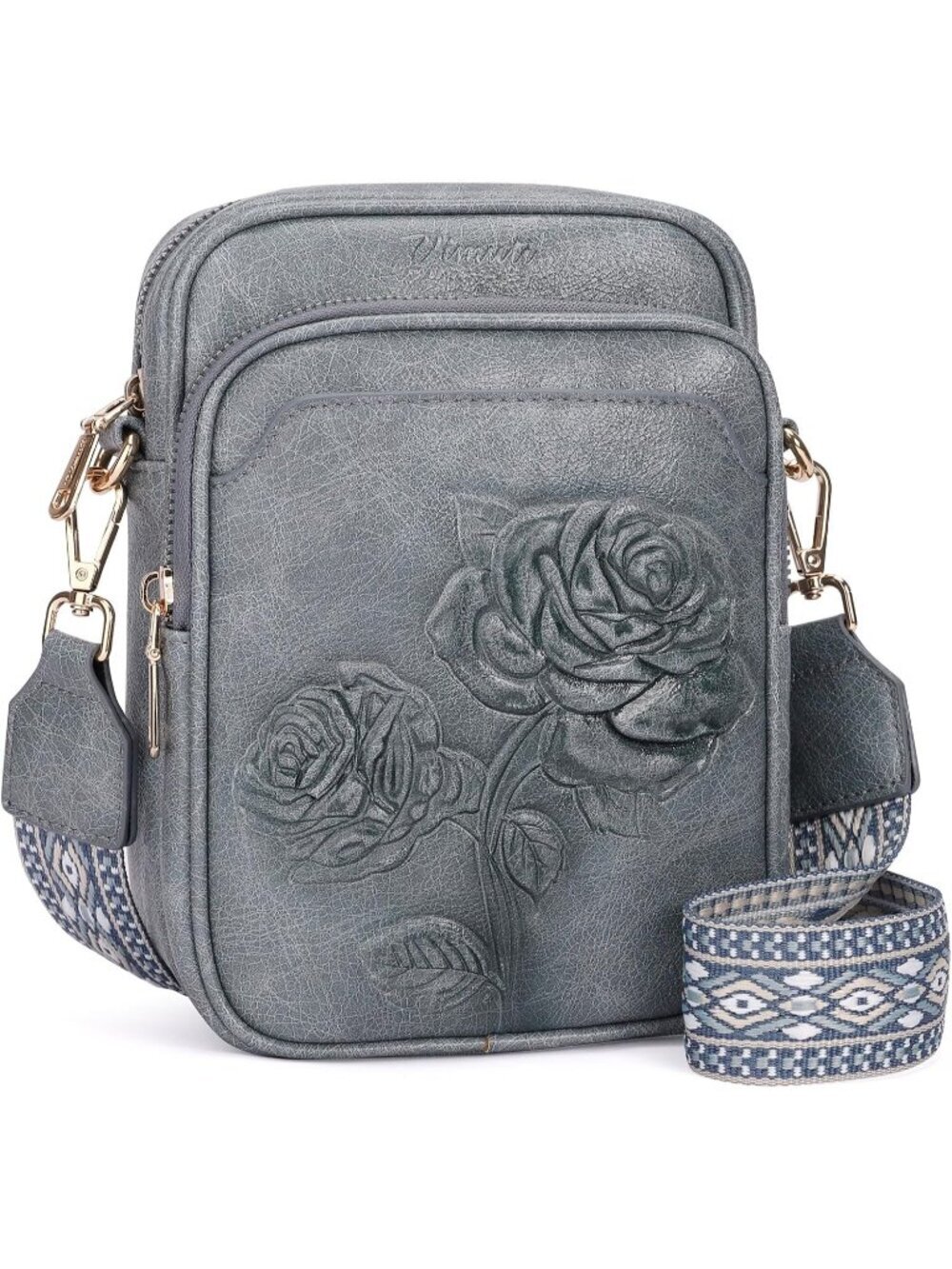 Women's Blue PU Leather Small Cell Phone Adjustable Strap Stylish Crossbody bags